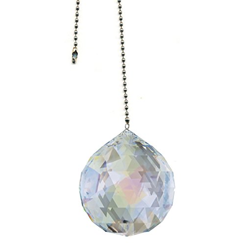 Swarovski 30mm Aurora Borealis Faceted Crystal Ball Prism Dazzling Crystal Ceiling FAN Pull Chain by CrystalPlace