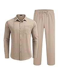 COOFANDY Men's 2 Piece Linen Sets Casual Long
