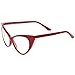 zeroUV Retro High Sitting Temples Clear Lens Exaggerated Cat Eye Glasses 55mm (Red/Clear)