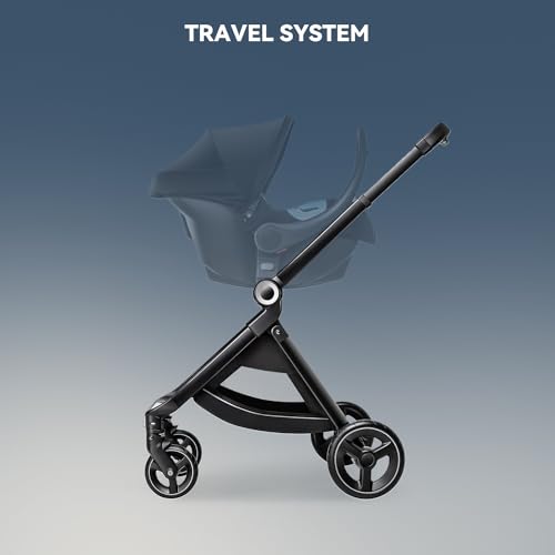 Reversible Baby Stroller, ELITTLE EMU Full-Size Toddler Stroller, Full Recline Cockpit Compact stroller, 0-36 Months Newborn Infant Stroller, All-Terrain stroller for City, Outdoor, Travel (Dark Blue)