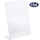 Slant Back Acrylic Sign Holder, 8.5 x 11 Inches Economy Portrait Ad Frames, Perfect for Home, Office, Store, Restaraunt (1 Pack)