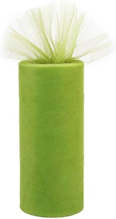 1pcs Tulle Rolls Tissue Fabric Ribbon Netting Soft 6 inch by 25 Yards/Spool Knit Elastic Spool fWedding Veils Sash Drape Swag Green