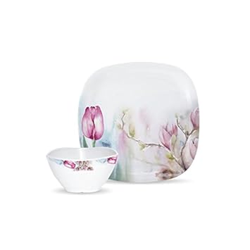 Milton Square Melamine Thali Set, 18,Pieces,(EC-MLM-FMW-0047_TULIP)