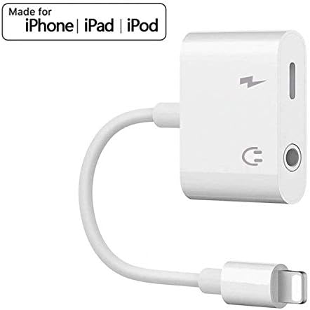 Headphone Adapter for iPhone X/XS/XS MAX/XR/8/ 8Plus/ 7/7 Plus Headset Adaptor Splitter Earphone Connector Convertor 2 in 1 Accessories Car Charger, Quick Charge Fast Car Adapter, White