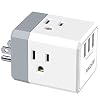 Multi Plug Outlet, Outlet expanders, POWSAV USB Wall Charger with 3 USB Ports(Smart 3.0A Total) and 3-Outlet Extender…
