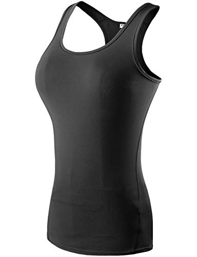 Fastorm Running Tank Tops for Women Active Racerback Dry Fit Tank Top Black-M