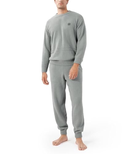DAVID ARCHY Mens Pajamas Set Ultra-Soft Fleece Pajamas Lightweight & Breathable Sleepwear Long Sleeve Lounge Set with Pockets (S, Gray) at Amazon