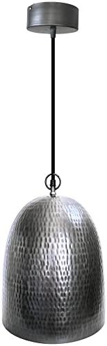 Hammered Pendant Light | 13" Brushed Silver, Medium Rustic Style Hanging Fixture by Kauri Design
