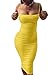 GOBLES Womens Sexy Spaghetti Strap Sleeveless Bodycon Midi Club Dress , Yellow ,Small