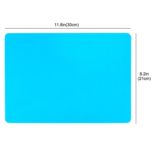 Resin Molds Silicone Sheets, 4 Pcs Large Flexible Silicone Sheet for Liquid Resin Jewelry Casting Craft Molds, Keep Desk Clean (Blue)
