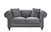 Divano Roma Furniture Classic Modern Scroll Arm Velvet Chesterfield Love Seat Sofa (Grey)