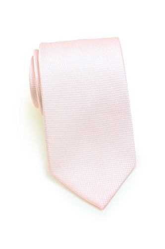 Bows-N-Ties Men's Necktie Shiny Textured Solid Microfiber Satin Tie 3.1 Inches (Powdered Blush)