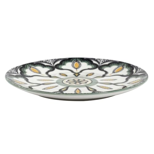 HOME DECO FACTORY - KA5581 Assiette Mandala Vert D19 cm, Design Artistique, Couleur Vibrante, Idéale pour Toutes Occasions, Matériaux Durables, pour Embellir Votre Table - Vert