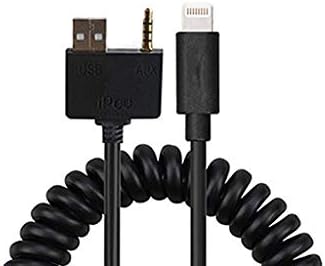 Shine Car Aux Cable Charging Music Interface,USB and 3.5 mm Audio Jack in Coiled Cord Compatible for iPXs Xs Max XR X 8 7 7 Plus for HYUNDAI KIA(Stretched Length 2M)