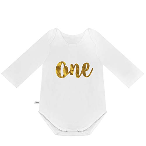 Carina Baby First Birthday Outfit, Girl Boy One Year Old Birthday (12-18 Months) (Long-Sleeved-White)