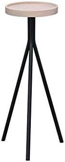 High table/tea table, oak countertop tripod metal matte finish round 20×20×55cm black