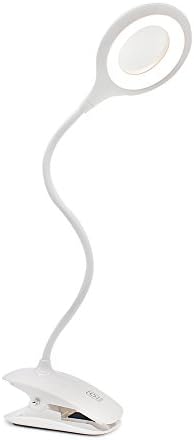 Clip Light,JustWare Bendable Bedside Book Reading Gooseneck Dimmable Eye Protection USB Lamp,Touch-Sensitive Control Switch with 3 Levels Natural White Brightness For Night Reading in bed