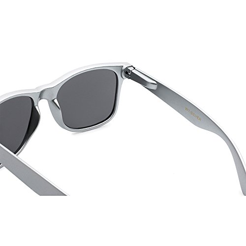 WHOLESALE UNISEX 80'S RETRO STYLE BULK LOT PROMOTIONAL SUNGLASSES - 10 PACK (Sterling Silver / Smoke, 52 mm) - Thumbnail 3