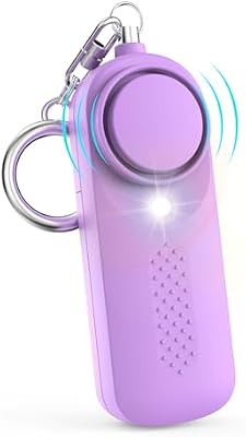 Alarma Personal Femenina Safesound Personal Security Alarma 130DB Alarma de Seguridad con Luz LED Aprobada por la Policía Llavero Alarma para Niños, Mujeres y Estudiantes Mayores(Morado)