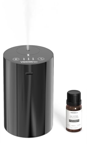 Water Free Essential Oil Diffuser, Mini Portable Aromatherapy Aroma Diffuser, Zerstäuber with 10ml Hotel Fragrance Oil, 1/2/4H/Timer, 3 Mist Levels for Home, Room, Car