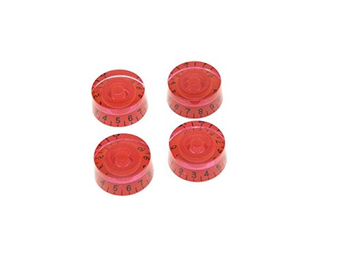 KAISH 4pcs Red with Black Number Guitar Speed Dial Knobs Control Knob fits LP Guitar