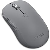 Lenovo Yoga Bluetooth Silent Mouse, 3 Level DPI Adjustment, 36 Month Battery Life, Bluetooth 5.3, 3 Device Paring, Whisper Quiet, Programmable Buttons, Smooth Finish, Luna Grey