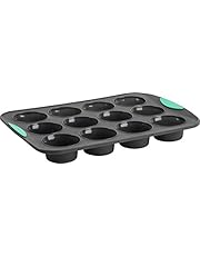 Trudeau Structured Silicone Muffin Pan, 12 Cup, Grey/Mint