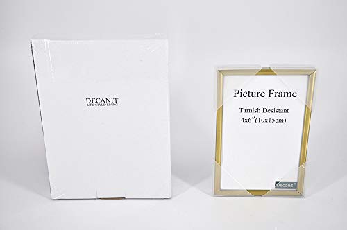 decanit Gold Metal Thin Edge 6x8 Picture Frames, Gold Thin Profile Photo Frame 6 by 8 Inch,Wall Mount or Tabletop