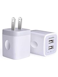 USB Wall Charger, Charger Adapter, Ailkin 2-Pack 2.1Amp Dual Port Quick Charger Plug Cube Replacement for iPhone 7/6S/6S Plus/6 Plus/6/5S/5, Samsung Galaxy S7/S6/S5 Edge, LG, HTC, Huawei, Moto, Kindle