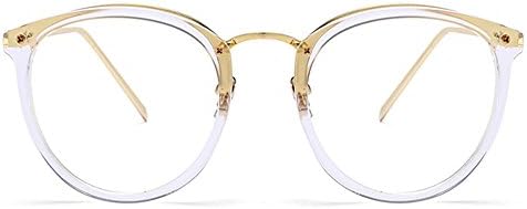 Fantia Round Vintage Optical Eyewear Non-prescription Eyeglasses Frame with Clear Lenses for Women(Transparent)