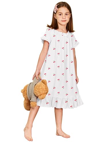 Arshiner Girls Nightgowns Short Sleeve Sleepwear Soft Princess Pajama Dress at Amazon