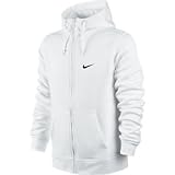 Nike Men's Club Swoosh Full Zip Fleece Hoody, White, XXL