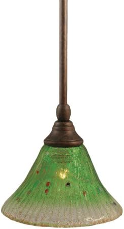 Toltec Lighting 23-BRZ-753 Stem Mini-Pendant Light Bronze Finish with Kiwi Green Crystal Glass, 7-Inch