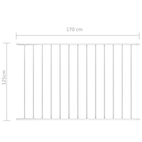 FAMIROSA Zaunfeld Pulverbeschichteter Stahl 1,7 x 1,25 m Weiß – Bild 5