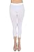 Cropped Capri Leggings with Lace Trim by F&F - Stretchy, Lightweight Tights (One Size, White)