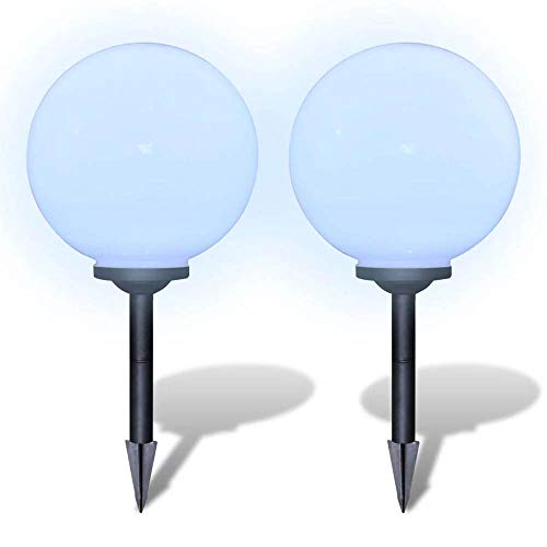 LED Solarlampe-Set 2er Set Solarlicht Kugellampe Ø30cm Außenlampe Wegeleuchte Außen LED Solar Kugel licht Aussenleuchte… – Bild 3