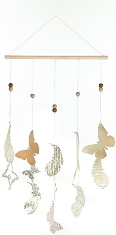 Roser Life Wall Hanging Mobile Handmade Tapestry Rose Gold Boho Feathers Butterfly Decor (Pack of 1)