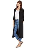 Verdusa Women's Long Sleeve Open Front Long Maxi Cardigan Longline Duster Coat Black L