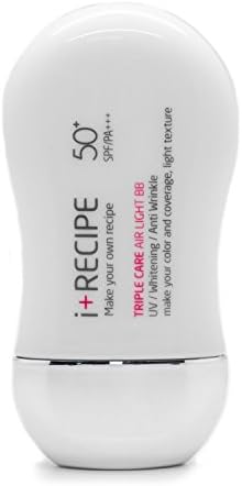 IRECIPE Triple Care Air Light BB Cream, SPF 50 Pa+++, Anti-Wrinkle, UV Protection, Whitening, Reduce Sebum, Cover Your Blemishes, Natural Looking, Long Lasting