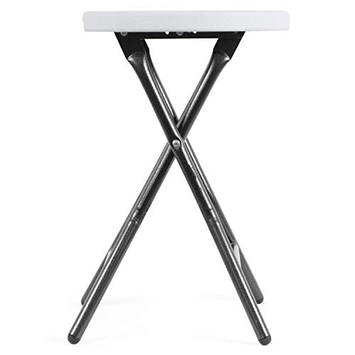 5Rcom Portable Stools Folding Lightweight Set of 2,Plastic Foldable Stool with Heavy Duty Steel Frame Legs,300lbs Capacity/18.1 inch Height/2 Pack,White