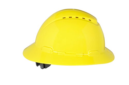 3M Full Brim Hard Hat H-802V, Yellow 4-Point Ratchet Suspension, Vented