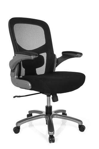 HJH-Office-736120-Sedia-da-Ufficio-XXL-Carico-Pesante-Instructor-T-TitanioTessuto-in-MagliaTessuto-Nero