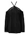 ABD Women's Chiffon Off Shoulder Halter Neck Long Sleeve Shirt Blouse Top Black Medium Black