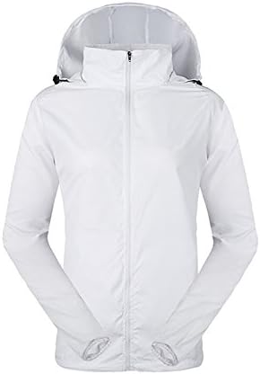 CraneLin Unisex UV Protect Jacket Quick-Dry Lightweight Jacket Wind Proof Outdoor Hoodie LVPFY118-White-M