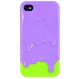 3D Purple with Green Melt ice-Cream Skin Hard Case Cover for iPhone 4S 4 Protect Case