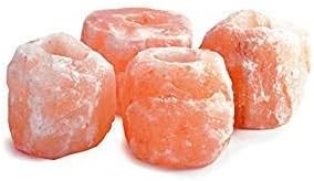 Thai Mad New Himalayan Salt FC4pcs Natural Himalayan Rock Crystal 4pcs Candle Holder Natural Orange 4PC Candle Holder(Bundle)