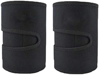 QUICATCH Thigh Slimmer Belt Cotton Breathable Leg Shaper Belt Thigh Trimmers Calories Off Warmer Slender 1Pair 23.6x6.8inch (Black)