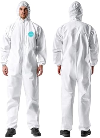 FURWEY Hazmat Suits 10 Pack Disposable Protective Coveralls, Heavy