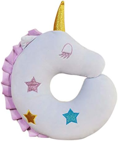 Travel Pillow for Kids,Unicorn Neck Pillow,Soft Car Seat Sleeping Head Support,Airplane Travel Accessories,Plush Animal U Shaped Cushion,Perfect Unicorn Christmas Birthday Gift for Kids Child (Blue)