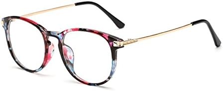 Floral Colors Fashion Oversized Clear Lens Round Circle Eye Glasses Womens Oversized Frame